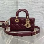 DIOR 25S SMALL LADY D‑JOY BAG 19 IN BURGUNDY CANNAGE CALFSKIN GOLD HARDWARE - Image 10