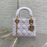 DIOR 25S MINI LADY DIOR BAG 17 IN LILAC CALFSKIN CHARM CRYSTAL EMBELLISHMENTS - Image 10