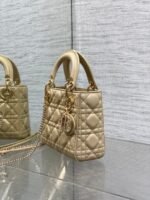 DIOR 25S MINI LADY DIOR BAG 17 IN BISCUIT CALFSKIN CHARM CRYSTAL EMBELLISHMENTS - Image 5