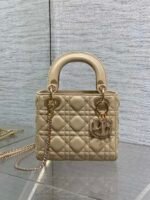 DIOR 25S MINI LADY DIOR BAG 17 IN BISCUIT CALFSKIN CHARM CRYSTAL EMBELLISHMENTS - Image 16