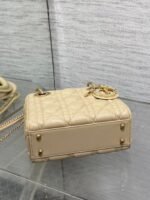 DIOR 25S MINI LADY DIOR BAG 17 IN BISCUIT CALFSKIN CHARM CRYSTAL EMBELLISHMENTS - Image 8