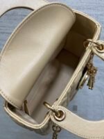 DIOR 25S MINI LADY DIOR BAG 17 IN BISCUIT CALFSKIN CHARM CRYSTAL EMBELLISHMENTS - Image 13