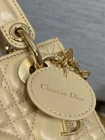DIOR 25S MINI LADY DIOR BAG 17 IN BISCUIT CALFSKIN CHARM CRYSTAL EMBELLISHMENTS - Image 6