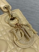 DIOR 25S MINI LADY DIOR BAG 17 IN BISCUIT CALFSKIN CHARM CRYSTAL EMBELLISHMENTS - Image 3