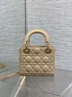 DIOR 25S MINI LADY DIOR BAG 17 IN BISCUIT CALFSKIN CHARM CRYSTAL EMBELLISHMENTS - Image 2