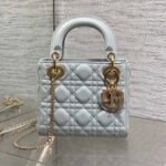 DIOR 25S MINI LADY DIOR BAG 17 IN LIGHT BLUE CALFSKIN CHARM CRYSTAL EMBELLISHMENTS - Image 10