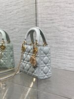 DIOR 25S MINI LADY DIOR BAG 17 IN LIGHT BLUE CALFSKIN CHARM CRYSTAL EMBELLISHMENTS - Image 4
