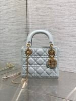 DIOR 25S MINI LADY DIOR BAG 17 IN LIGHT BLUE CALFSKIN CHARM CRYSTAL EMBELLISHMENTS - Image 16