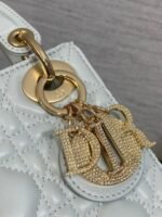 DIOR 25S MINI LADY DIOR BAG 17 IN LIGHT BLUE CALFSKIN CHARM CRYSTAL EMBELLISHMENTS - Image 12