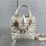 DIOR 25S TOUJOURS VERTICAL TOTE BAG 18 IN IVORY CALFSKIN WITH CHARM BRACELET STRAP - Image 10
