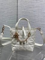 DIOR 25S TOUJOURS VERTICAL TOTE BAG 18 IN IVORY CALFSKIN WITH CHARM BRACELET STRAP - Image 11