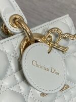 DIOR 25S SMALL LADY D‑JOY BAG 22 IN SHIRT BLUE CALFSKIN GOLD HARDWARE - Image 7