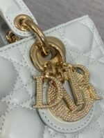 DIOR 25S SMALL LADY D‑JOY BAG 22 IN SHIRT BLUE CALFSKIN GOLD HARDWARE - Image 13
