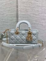 DIOR 25S SMALL LADY D‑JOY BAG 22 IN SHIRT BLUE CALFSKIN GOLD HARDWARE - Image 12