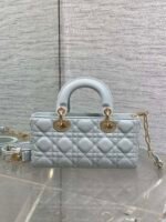 DIOR 25S SMALL LADY D‑JOY BAG 22 IN SHIRT BLUE CALFSKIN GOLD HARDWARE - Image 2