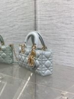 DIOR 25S SMALL LADY D‑JOY BAG 22 IN SHIRT BLUE CALFSKIN GOLD HARDWARE - Image 15