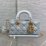 DIOR 25S SMALL LADY D‑JOY BAG 22 IN SHIRT BLUE CALFSKIN GOLD HARDWARE - Image 10