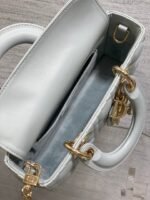 DIOR 25S SMALL LADY D‑JOY BAG 22 IN SHIRT BLUE CALFSKIN GOLD HARDWARE - Image 5