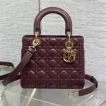DIOR 25S MEDIUM LADY BAG 24 IN BURGUNDY CALFSKIN GOLD HARDWRE - Image 10