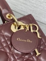 DIOR 25S MEDIUM LADY BAG 24 IN BURGUNDY CALFSKIN GOLD HARDWRE - Image 15