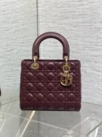 DIOR 25S MEDIUM LADY BAG 24 IN BURGUNDY CALFSKIN GOLD HARDWRE - Image 7