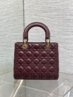 DIOR 25S MEDIUM LADY BAG 24 IN BURGUNDY CALFSKIN GOLD HARDWARE - Image 11