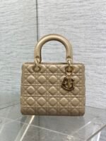 DIOR 25S MEDIUM LADY BAG 24 IN POWDER BEIGE CALFSKIN GOLD HARDWRE - Image 7