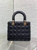 DIOR 25S MEDIUM LADY BAG 24 IN BLACK CALFSKIN GOLD HARDWRE - Image 2