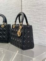 DIOR 25S MEDIUM LADY BAG 24 IN BLACK CALFSKIN GOLD HARDWRE - Image 13