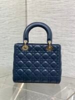 DIOR 25S MEDIUM LADY BAG 24 IN DEEP OCEAN BLUE CALFSKIN GOLD HARDWRE - Image 11