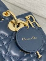 DIOR 25S MEDIUM LADY BAG 24 IN DEEP OCEAN BLUE CALFSKIN GOLD HARDWARE - Image 6