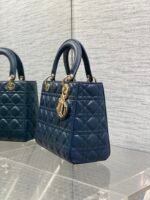 DIOR 25S MEDIUM LADY BAG 24 IN DEEP OCEAN BLUE CALFSKIN GOLD HARDWRE - Image 7