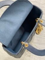 DIOR 25S MEDIUM LADY BAG 24 IN DEEP OCEAN BLUE CALFSKIN GOLD HARDWRE - Image 13