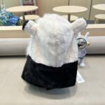 BALACLAVA HAT IN BLACK MIX WHITE FLEECE 422216 - Image 5