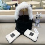 BALACLAVA HAT IN BLACK MIX WHITE FLEECE 422216 - Image 12
