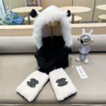 BALACLAVA HAT IN BLACK MIX WHITE FLEECE 422216 - Image 2