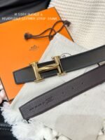 HM 5382 BELT GOLD BUCKLE & REVERSIBLE BLACK LEATHER STRAP 38MM - Image 12