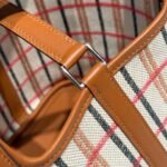 PICOTIN LOCK 18 BAG IN GOLD CALFSKIN ÉCRU/BEIGE/FAUVE/ROSE POP/NOIR EMBROIDERY PLAID CANVAS - Image 6