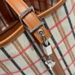 PICOTIN LOCK 18 BAG IN GOLD CALFSKIN ÉCRU/BEIGE/FAUVE/ROSE POP/NOIR EMBROIDERY PLAID CANVAS - Image 7