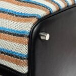 PICOTIN LOCK 18 BAG IN BLACK CALFSKIN ÉCRU/NOIR/FAUVE/NOIR/BLEU ZANZIBAR EMBROIDERY CANVAS - Image 17
