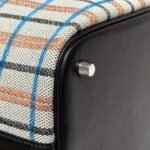 PICOTIN LOCK 18 BAG IN BLACK CALFSKIN ÉCRU/NOIR/FAUVE/NOIR/BLEU ZANZIBAR EMBROIDERY PLAID CANVAS - Image 15