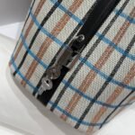 PICOTIN LOCK 18 BAG IN BLACK CALFSKIN ÉCRU/NOIR/FAUVE/NOIR/BLEU ZANZIBAR EMBROIDERY PLAID CANVAS - Image 8