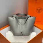 PICOTIN LOCK 22 IN GREY ETAIN CALFSKIN SILVER HARDWARE - Image 13