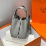PICOTIN LOCK 22 IN GREY ETAIN CALFSKIN SILVER HARDWARE - Image 2