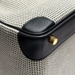 QUADRILLE BIRKIN 30CM IN BLACK SWIFT CALFSKIN WHITE BLACK PLAID TOILE CANVAS - Image 8