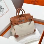 HM BIRKIN 25CM IN VEAU BARENIA SWIFT CALFSKIN ERCU TOILE CANVAS - Image 10