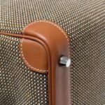 QUADRILLE BIRKIN 25CM IN GOLD SWIFT CALFSKIN AND BLACK/WHITE/BROWN TOILE CANVAS - Image 5