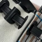BIRKIN SHOULDER 29 IN BLACK CALFSKIN ÉCRU/NOIR/FAUVE/NOIR/BLEU ZANZIBAR EMBROIDERY PLAID CANVAS - Image 5