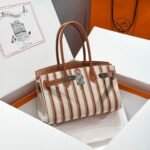 BIRKIN SHOULDER 29 IN GOLD CALFSKIN ÉCRU/BEIGE/FAUVE/ROSE POP/NOIR EMBROIDERY CANVAS - Image 13