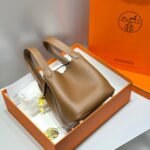 HERMES 25S PICOTIN LOCK 18 IN BURNT CARAMEL CALFSKIN GOLD HARDWARE - Image 2
